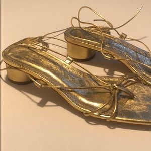 Zara gold strappy low heel sandals